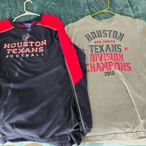 NFL Houston Texans Long Sleeve Shirts - One Navy and Red And One Gray.